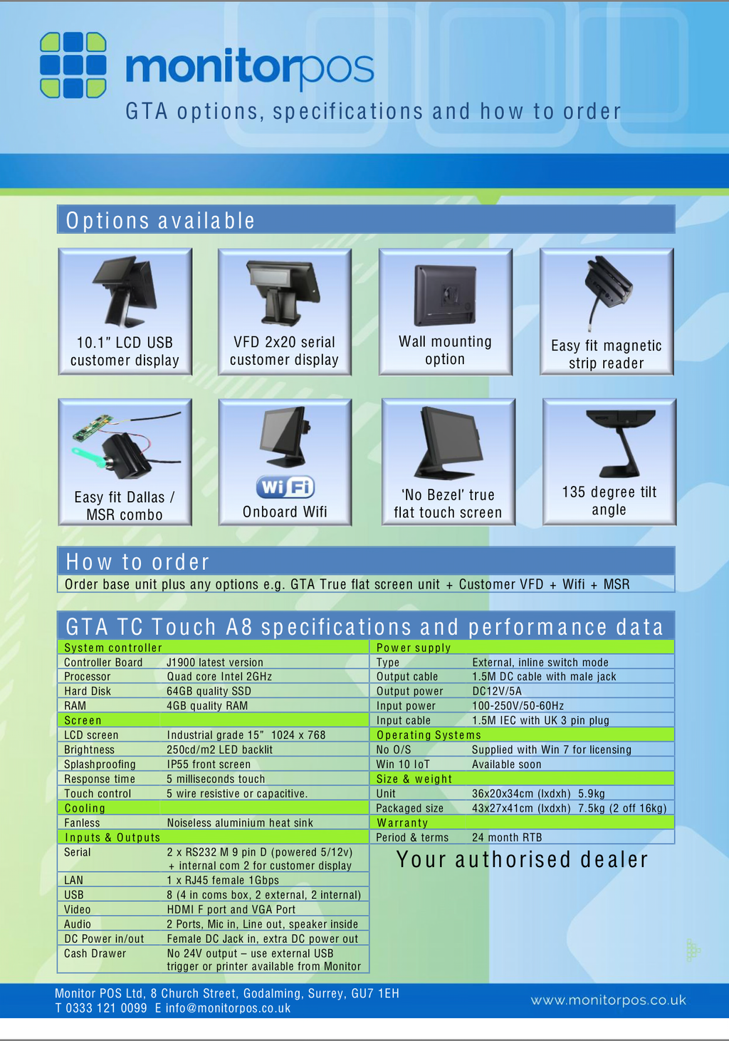 Monitor Pos GTA 15” with  Windows 10 IOT